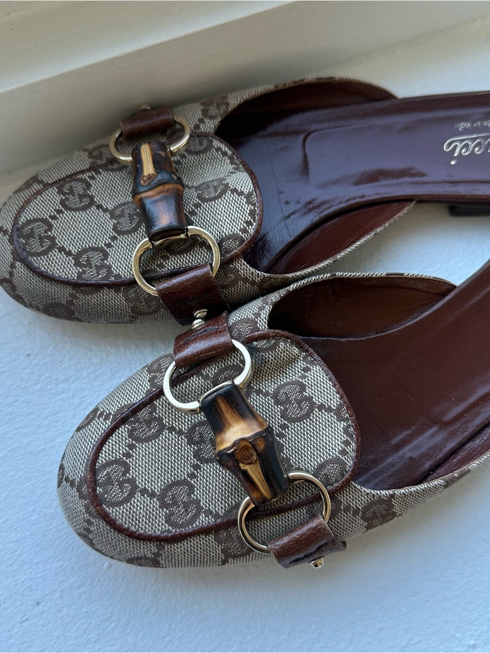 Authentic Gucci canvas mule slides flats - Picture 3 of 6